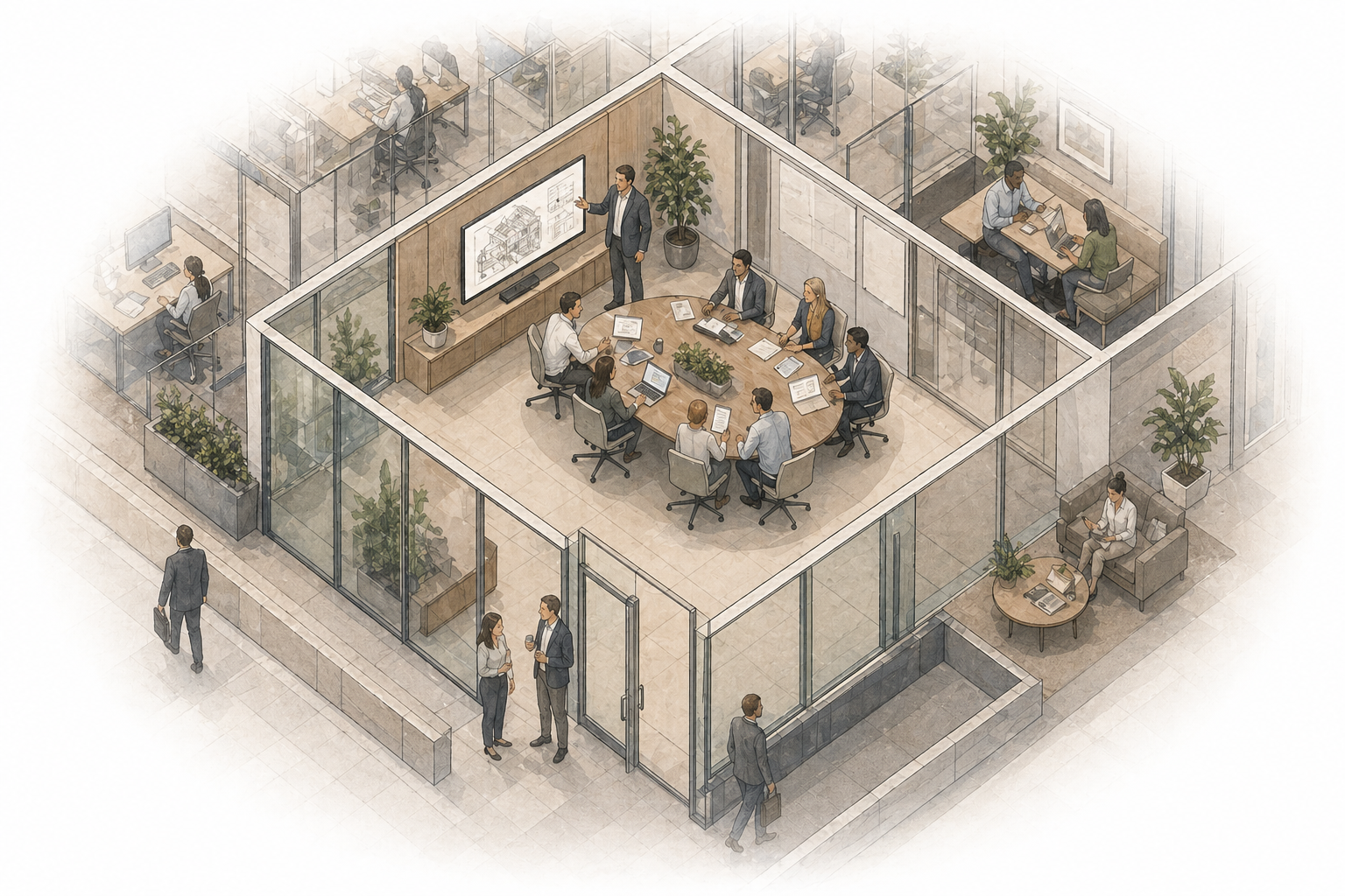 Illustration of building occupants